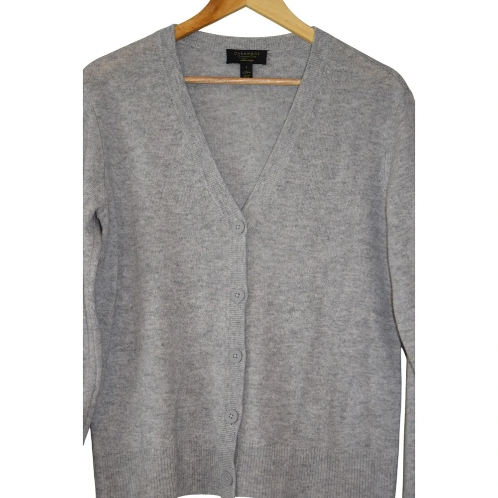 Charter Club Cashmere Cardigan‎ Womens Small Grey Excellent V-Neck Button Front
